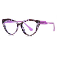 Monture de lunettes pour femmes en acétate TR, style œil de chat, ultra légère, anti-lumière bleue, verres transparents, lunettes optiques sur ordonnance