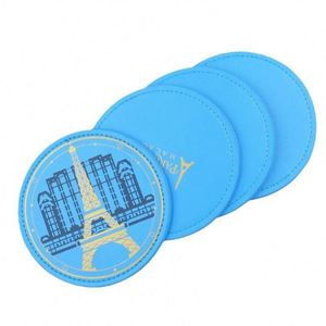 Posavasos Personalizados con Logotipo en Relieve, Posavasos de Cuero PU en Blanco, Posavasos de Alta Gama para Restaurantes, Cafés y Familias - Product Image 1