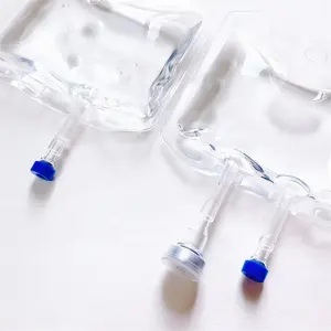 Bolsa de infusión desechable transparente desechable médica de PVC y 500ml, bolsa de infusión vacía desechable de doble puerto