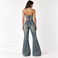Ensemble deux pièces pour femme OEM Premium : Crop top et pantalon large en denim de coton épais délavé à l'acide, style streetwear vintage, fabrication professionnelle