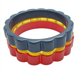 Bracelets en résine acrylique vintage empilables, bracelets colorés, fermoir plaqué or, bijoux de mode unisexe, cadeaux de mariage pour femme - Product Image 3