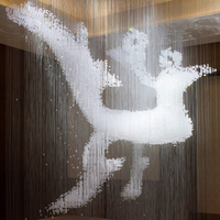 Lustre à LED suspendu d'intérieur personnalisé fait à la main style moderne suspension en cristal ovale imprimé en 3D pour la maison villa centre commercial escalier