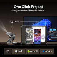 Proyector Portátil DLP Mini de Bolsillo Aurzen ZIP Silver Tri-Fold, Carga Rápida Tipo-C, Batería Integrada de 5000 mAh
