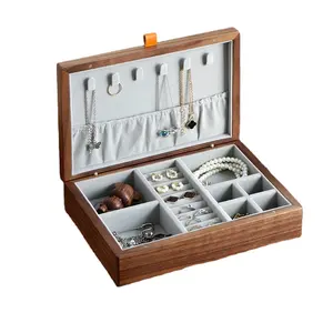Custom Logo Design Wooden Ring Pendant Chain Box Multi Size Jewelry Organizer Storage Box