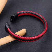 Vente en gros de bijoux de luxe pour hommes bracelet rétro en cuir tressé fait main vintage fermoir magnétique bracelet en cuir bracelet