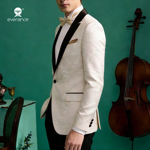 Traje de Boda Elegante <span class=keywords><strong>para</strong></span> Hombre, 100% Lana, Doble Botonadura, Transpirable, Jacquard, Color Blanco, <span class=keywords><strong>para</strong></span> Graduación y Boda - Product Image 3