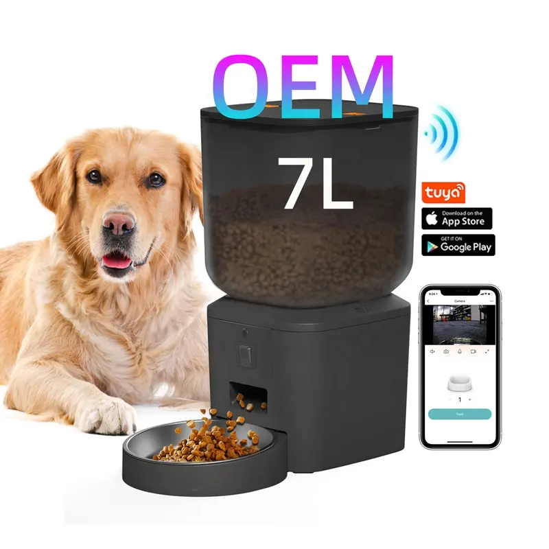 OEM 7L เครื่องให้อาหารสุนัขอัตโนมัติพร้อมกล้อง WiFi App ควบคุมส่วนจับเวลาเครื่องป้อนสัตว์เลี้ยงอัตโนมัติแมวเครื่องจ่ายอาหารสุนัขพร้อมกล้อง