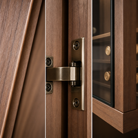 Armoire à vin en bois massif écologique sur mesure, bar à vin moderne de luxe avec porte vitrée et éclairage LED pour la maison, salon
