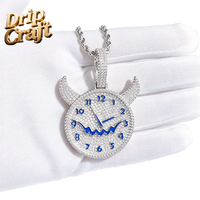 Liontin Jam Unik Hip Hop, Emas, Perak, Rose Gold, Kalung Niche Hip Hop, Bertabur Berlian, Rantai Kuba, Modis dan Mewah