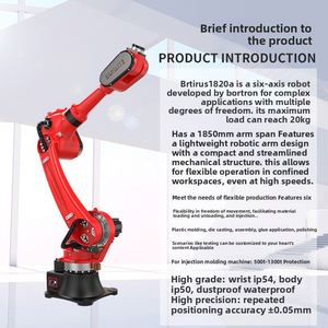 Robot industriel multifonctionnel chinois BORUNTE à 6 axes, moteur PLC, IP54, capacité de charge de 20 kg, palettisation, chargement, injection manuelle - Product Image 3