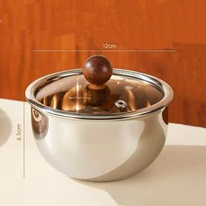 304 Stainless Steel Steamed Egg and Rice Soup <b>Bowl</b> <b>with</b> <b>Lid</b> for Restaurants - Product Image 3