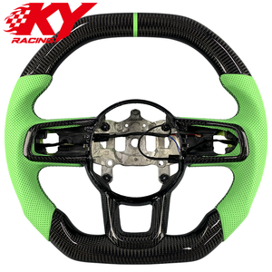 Volante deportivo personalizado de fibra de carbono y cuero verde, adecuado para Jeep Wrangler JL JK Gladiator Grand Cherokee 2018-2026 - Product Image 1