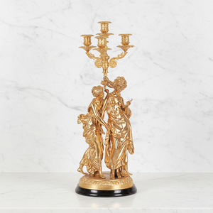 Candélabre en laiton doré style français, <span class=keywords><strong>5</strong></span> bras, avec figurines classiques masculines et féminines, pour décoration intérieure et religieuse - Product Image 3