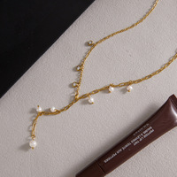 Parelketting, licht luxe niche-accessoire voor titanium stalen ketting, sleutelbeenketting, sieraden, roestvrijstalen modekettingen