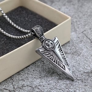 Yunnique-collar con colgante de flecha de acero inoxidable para hombre, amuleto vikingo de estilo nórdico, diseño geométrico, joyería de regalo - Product Image 1