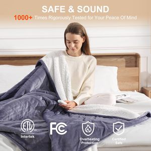 Manta <span class=keywords><strong>El</strong></span>éctrica Térmica de Tamaño Completo 72''x84'' Lavanda/Morado Franela Sherpa Doble Cara 5 Niveles de Calor Apagado Automático de 10 Horas - Product Image 6