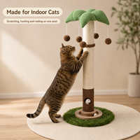 Griffoir pour chat sur pied, 88 cm de haut, avec colonne en sisal de 8 cm d'épaisseur, jouet souris en peluche et baldaquin vert pour chats OEM