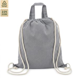 Recycled Cotton <b>Drawstring</b> Tote Bag 225 GSM Grey <b>Backpack</b> 38x41.5cm Custom Printed Logo Wholesale Promotional OEM Supply - Product Image 6
