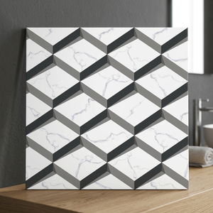 Carreaux de sol en céramique à jet d'encre effet pierre brillante 3D moderne 400x400mm, rustiques et élégants pour hall et salle de bain - Product Image 5