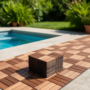 Baldosas de Madera de Acacia Encajables de 12 x 12 Pulgadas, Color Marrón, para Exteriores, Patio y Piscina - Product Image 2