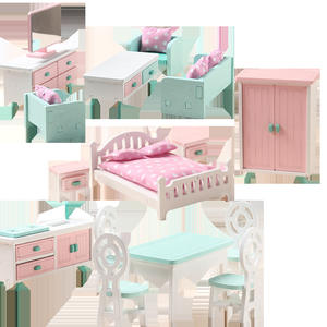 Mini meubles en bois pour enfants, cuisine, salon, <span class=keywords><strong>chambre</strong></span> de fille, jeu de rôle, petit ensemble de meubles, jouets - Product Image 3