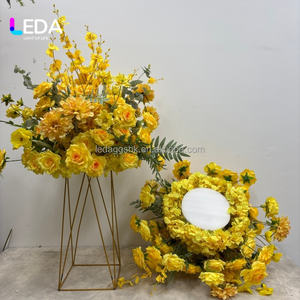 Fournitures de mariage LEDA, boule de fleurs jaunes personnalisée, boule de fleurs artificielles en soie, centre de table pour mariage, décoration de mariage - Product Image 3