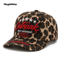 Casquette de baseball structurée à 6 panneaux avec imprimé léopard personnalisé et logo brodé en 3D, casquette snapback streetwear de haute qualité OEM ODM