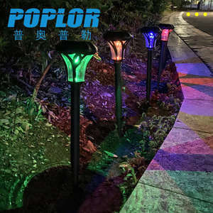 Poplor <b>Led</b> Solar Garden Lights Rgb Color Changing Outdoor Pathway Lighting With Auto Mode Ip65 Waterproof Plastic Body - Product Image 1