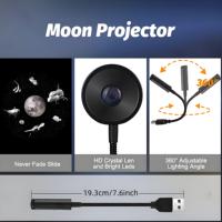 Lampe LED USB haute définition 360 degrés réglable lune océan vie étoile galaxie projecteur veilleuse pour chambre bricolage haute