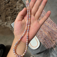 Perles d'eau douce semi-rondes de 5,5-6 mm, couleurs bonbon, teintes naturelles mélangées, 39 cm de long, haute brillance, qualité 4A, Chine, semi-finies pour DIY