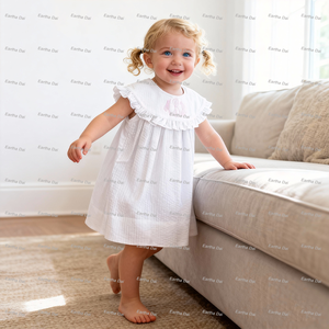 Produits pour bébés, barboteuse à bulles en seersucker blanc d'été, monogramme, ensemble de barboteuses assorties pour frères et sœurs, vêtements pour nouveau-nés - Product Image 2