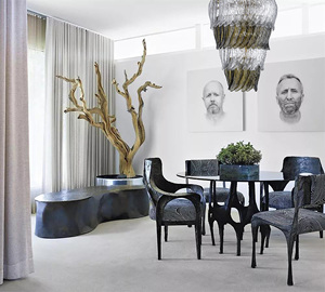 Lámpara de cristal de Villa de lujo moderna lámpara de hoja de cristal transparente hecha a mano araña de lujo - Product Image 4