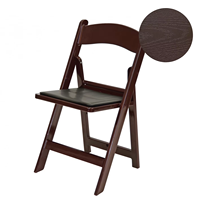 Chaises pliantes en résine marron à grain de bois rembourrées en plastique, capacité 450 kg, pour événements, mariages et fêtes en gros