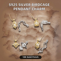 Pendentif cage en forme de S en argent S925 plaqué or 18 carats pour femme, perles non perforées de 8 mm et 10 mm, breloque de bijoux DIY