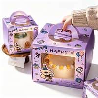 Boîte à gâteau d'anniversaire avec fenêtre transparente en PET, poignée portable, impression de logo personnalisé, emballage cadeau pour les fêtes, boîte à pâtisserie, emballage pour desserts