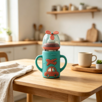 Bouteille d'alimentation en verre pour nouveau-né sans BPA avec couvercle isolant en silicone et antidérapant Matériel sûr Facile à nettoyer