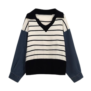 Manufacturer Customized High Quality Casual Women <strong>Woolen</strong> Cardigan Striped Anti-shrink Anti-Pilling Anti-Wrinkle Knitted <strong>Tops</strong> - Product Image 3