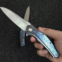Couteau pliant à lame non remplaçable en acier M390 en alliage de titane, modèle « Lightning Pattern Storm », haute dureté, outil de survie en plein air