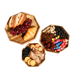 Youlike Wholesales Assiette de service de fruits à dessert octogonale en bois de qualité supérieure, plateau de service, ensemble de planche à charcuterie apéritif - Product Image 1