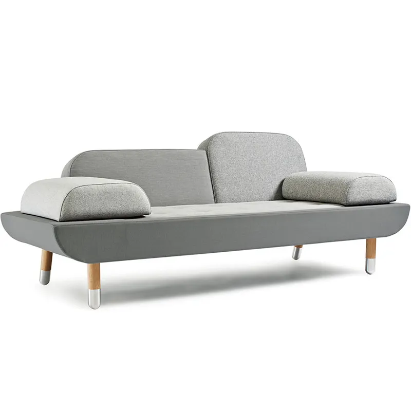 Nordic Modern einfaches Ledersofa Hotel individuelles Modell mit Massivholz Innenausstattung Stützstoff weiche Beutel für Wohnzimmer