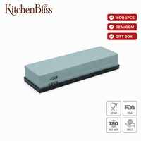 Grit Premium # Pierre à aiguiser en corindon blanc 1000/400 double face antidérapante pour couteaux de Damas
