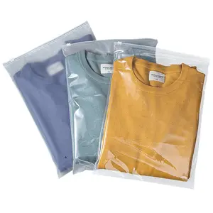 Kustom kemasan baju PE tas Ldpe kemasan kustom Plastik kosmetik bening Logo Frosted Zip kantong Plastik untuk pakaian