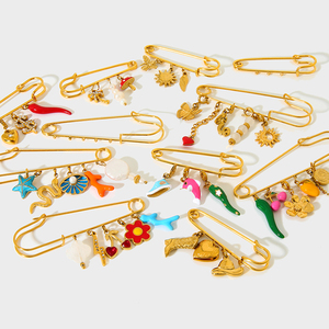 Criativo na moda DIY Encantos Acessórios Aço Inoxidável Esmalte Chilli Pepper Starfish Shell Flower Cherry Sun Heart Pin <span class=keywords><strong>Brooch</strong></span> - Product Image 2