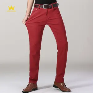 Erkekler için yüksek belli düz bacak iş tarzı chino pantolon, düz ve ince işçilik versiyonu
