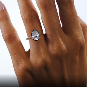 Bezel anello di fidanzamento matrimonio originale argento 925 solitario 4CT taglio ovale 5A Cubic Zirconia Lab anello di diamanti - Product Image 4