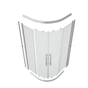 China Supplier Wholesale Bathroom Prefabricated Unit Tempered Glass Arc Shape Sliding Shower Room Cabins