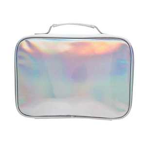 Organizador de cosméticos holográfico de PU de 10 pulgadas para viaje, bolsa de maquillaje con cierre de cremallera, impermeable, para viaje. - Product Image 1