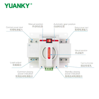 Saklar Transfer Otomatis Daya Ganda Saklar Pemilih Listrik 63A/100A Din Rail ATS 2P CE 4kA Daya Tanpa Gangguan