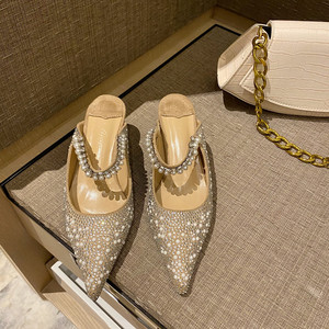 Nouvelles mules à talons hauts pour femmes, style escarpin, à bout fermé, ornées de strass et d'une boucle, sexy - Product Image 2