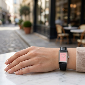 Montre à quartz pour femme personnalisée OEM, boîtier rectangulaire, acier inoxydable, cadran analogique, bracelet en cuir véritable, montre élégante et tendance - Product Image 2